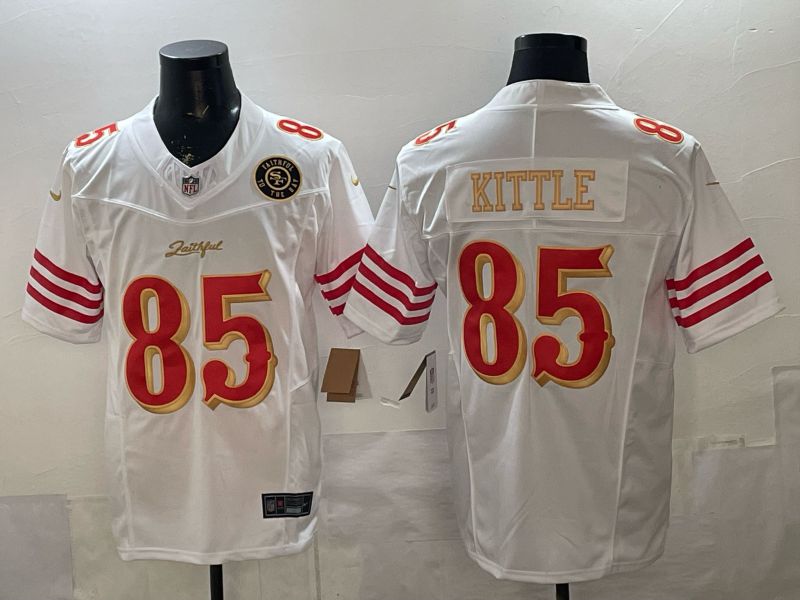 Men 2026 San Francisco 49ers #85 Kittle White Gold 5th generations Nike Limited NFL Jersey style 004